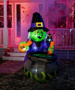 Joiedomi 6ft Halloween Inflatable Witch With Cauldron Inflatables