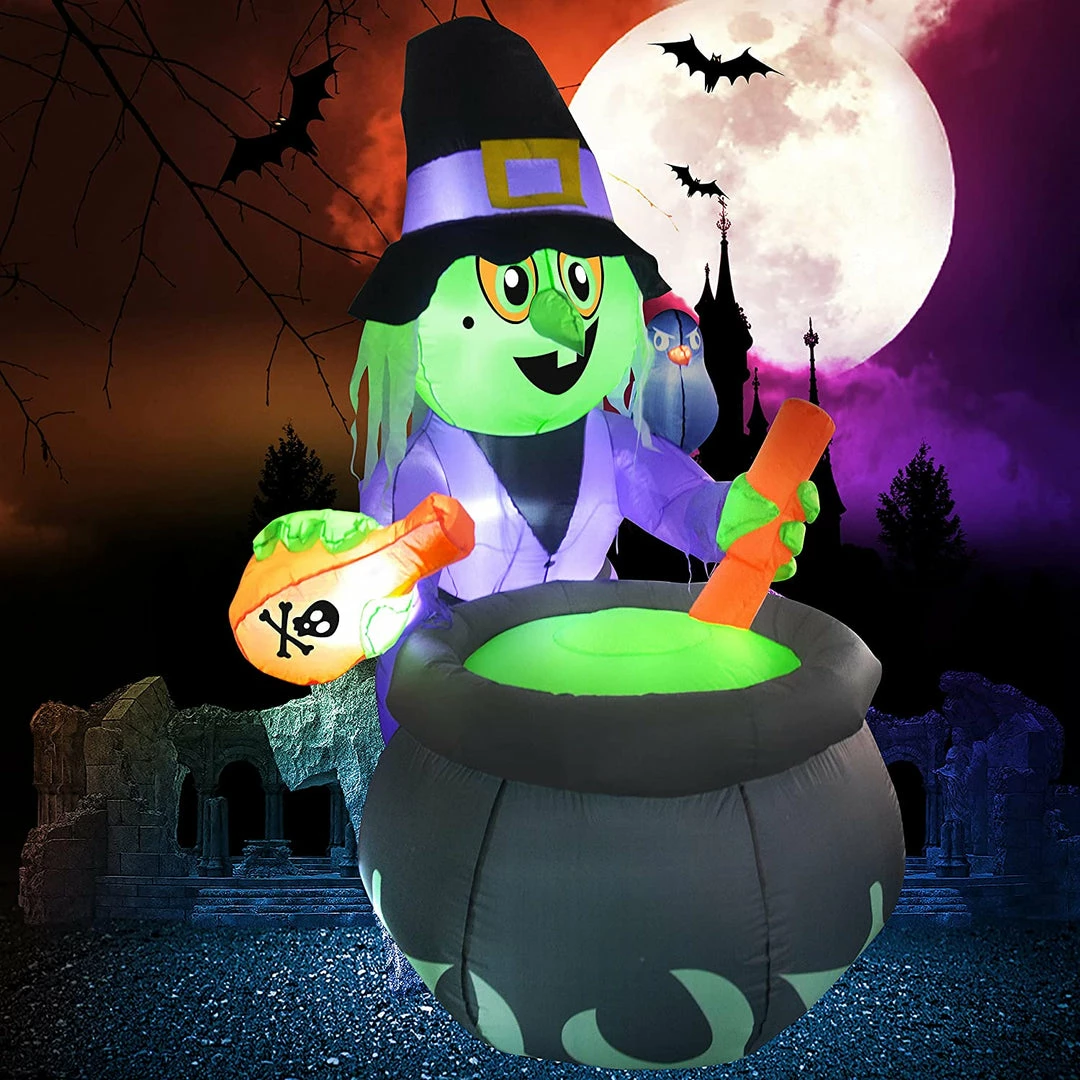 Joiedomi 6ft Halloween Inflatable Witch With Cauldron Inflatables 2 Joiedomi 6ft Halloween Inflatable Witch With Cauldron Inflatables