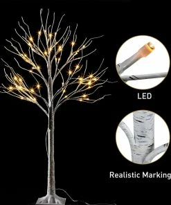 Joiedomi All Holiday Decor 4ft 2 Packs White Birch Tree With 64 LED Lights 8 Joiedomi All Holiday Decor 4ft 2 Packs White Birch Tree With 64 LED Lights