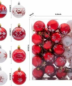 Joiedomi All Holiday Decor Christmas Ornaments Ball (Red&White), 40 Pcs