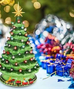 Joiedomi All Holiday Decor 15" Ceramic Christmas Tree With Train