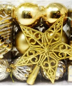Joiedomi 60 Pcs Christmas Assorted Ornaments With A Star Tree Topper All Holiday Decor