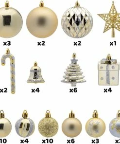 Joiedomi 60 Pcs Christmas Assorted Ornaments With A Star Tree Topper All Holiday Decor