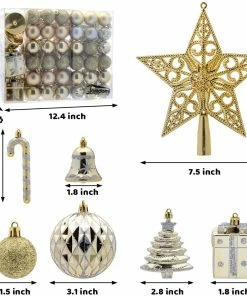 Joiedomi 60 Pcs Christmas Assorted Ornaments With A Star Tree Topper All Holiday Decor