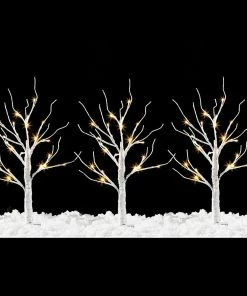 Joiedomi 2ft 3 Packs White Birch Tree With 24 LED Lights All Holiday Decor