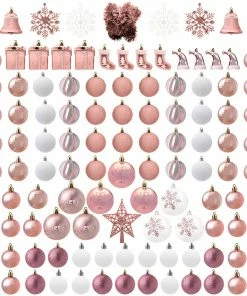 Joiedomi 112 Pcs Rosegold & White Christmas Assorted Ornaments With A Star Tree Topper All Holiday Decor 6 Joiedomi 112 Pcs Rosegold & White Christmas Assorted Ornaments With A Star Tree Topper All Holiday Decor