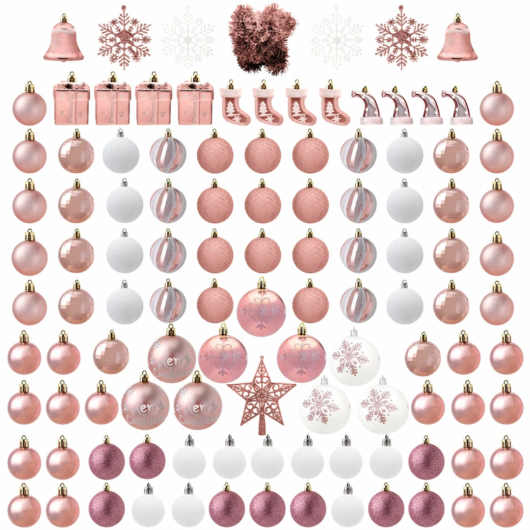 Joiedomi 112 Pcs Rosegold & White Christmas Assorted Ornaments With A Star Tree Topper All Holiday Decor 3 Joiedomi 112 Pcs Rosegold & White Christmas Assorted Ornaments With A Star Tree Topper All Holiday Decor