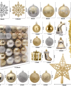 Joiedomi 112 Pcs Gold & Silver Christmas Assorted Ornaments With A Star Tree Topper 8 Joiedomi 112 Pcs Gold & Silver Christmas Assorted Ornaments With A Star Tree Topper