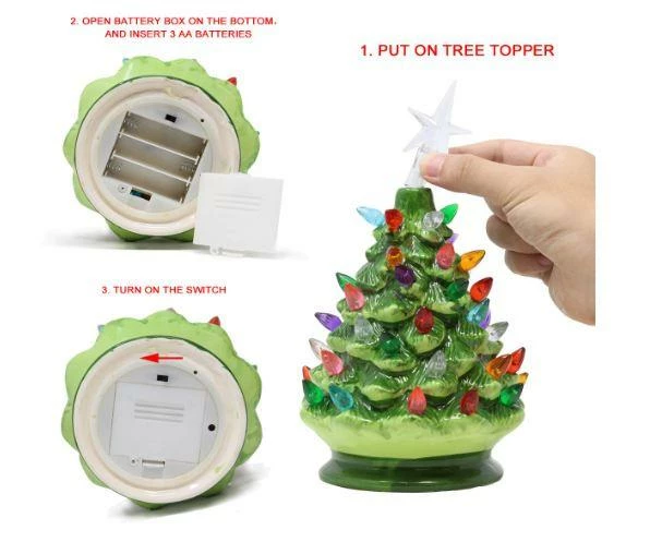 Joiedomi 9" Tabletop Prelit Ceramic Christmas Tree 3 Joiedomi 9" Tabletop Prelit Ceramic Christmas Tree