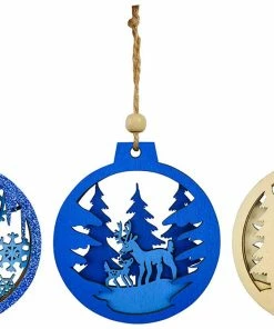 Joiedomi Blue Wooden Ornaments, 6 Pcs
