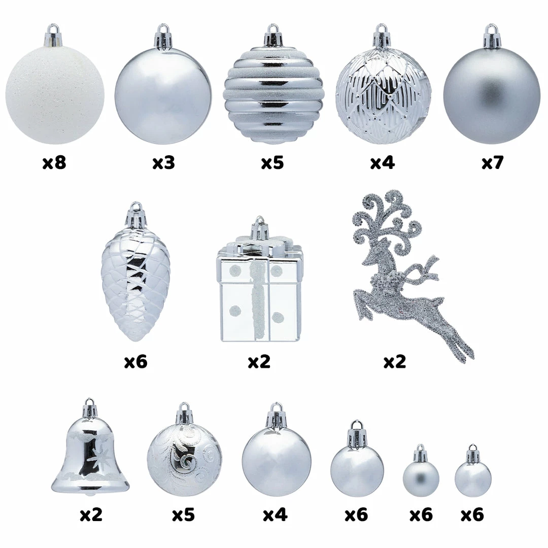 Joiedomi All Holiday Decor 66 Pcs Christmas Assorted Ornaments Silver & White 1 Joiedomi All Holiday Decor 66 Pcs Christmas Assorted Ornaments Silver & White