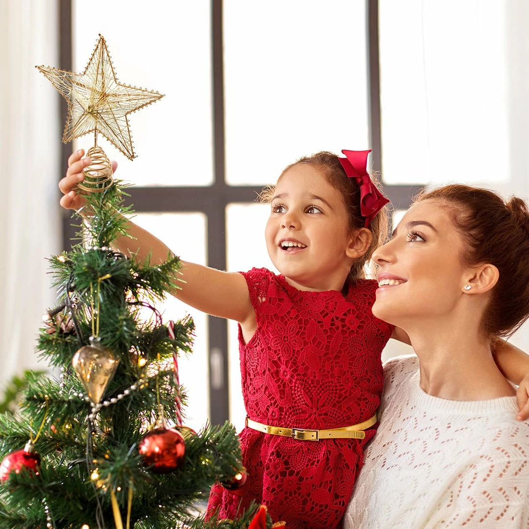 Joiedomi Christmas Tree Toppers, Gold Star Tree Topper Lighted With Warm White LED Lights 2 Joiedomi Christmas Tree Toppers, Gold Star Tree Topper Lighted With Warm White LED Lights