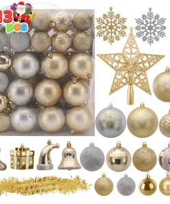 Joiedomi 112 Pcs Gold & Silver Christmas Assorted Ornaments With A Star Tree Topper