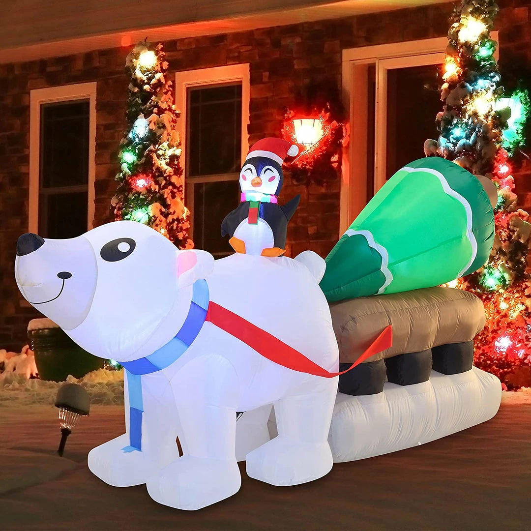 Joiedomi Inflatables 8ft Inflatable Polar Bear Dragging A Christmas Tree 1 Joiedomi Inflatables 8ft Inflatable Polar Bear Dragging A Christmas Tree