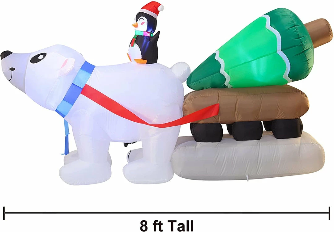 Joiedomi Inflatables 8ft Inflatable Polar Bear Dragging A Christmas Tree 2 Joiedomi Inflatables 8ft Inflatable Polar Bear Dragging A Christmas Tree