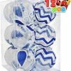Joiedomi All Holiday Decor Blue & White Print Transparent Ornaments, 12 Pcs
