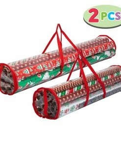 Joiedomi Clear Gift Wrap Organizers Set, 2 Pack (Red)