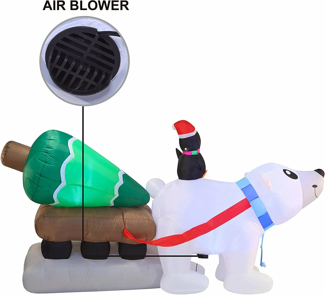 Joiedomi Inflatables 8ft Inflatable Polar Bear Dragging A Christmas Tree 3 Joiedomi Inflatables 8ft Inflatable Polar Bear Dragging A Christmas Tree