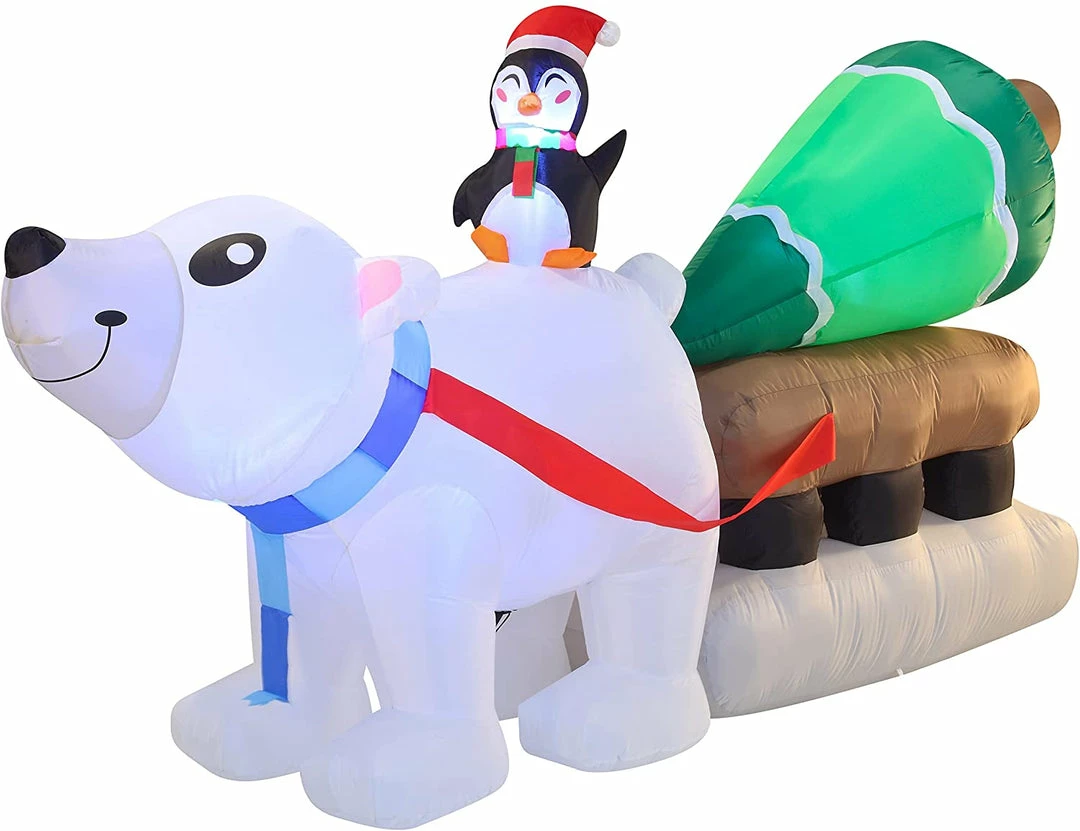 Joiedomi Inflatables 8ft Inflatable Polar Bear Dragging A Christmas Tree 4 Joiedomi Inflatables 8ft Inflatable Polar Bear Dragging A Christmas Tree