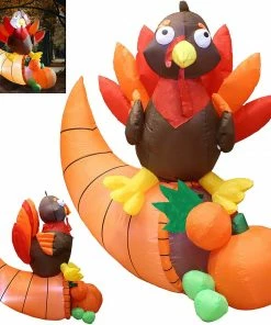 Joiedomi Inflatables Tall Thanksgiving Turkey On Cornucopia (5 Ft)