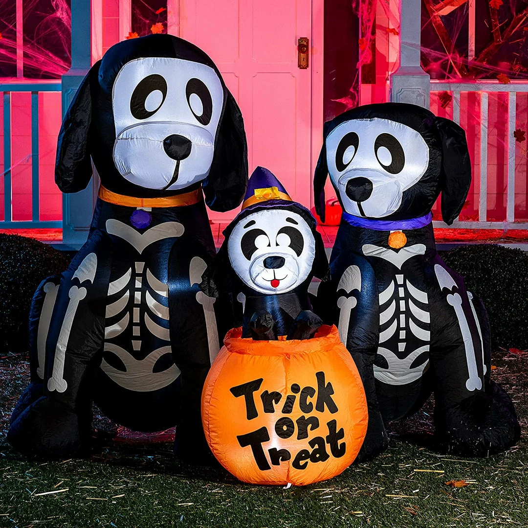 Joiedomi 6ft Halloween Skeleton Dog Family Set With Trick Or Treat Flag Inflatables 1 Joiedomi 6ft Halloween Skeleton Dog Family Set With Trick Or Treat Flag Inflatables