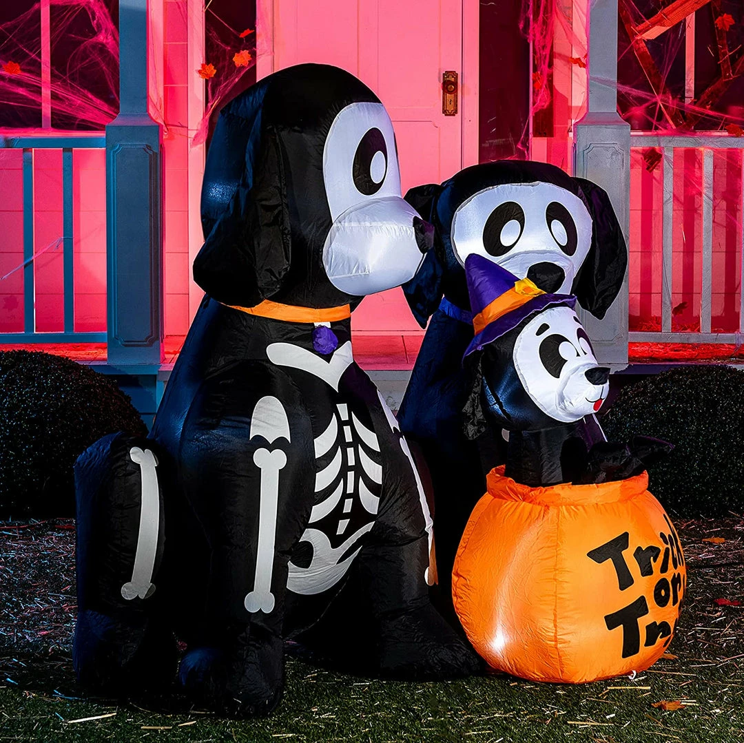 Joiedomi 6ft Halloween Skeleton Dog Family Set With Trick Or Treat Flag Inflatables 2 Joiedomi 6ft Halloween Skeleton Dog Family Set With Trick Or Treat Flag Inflatables