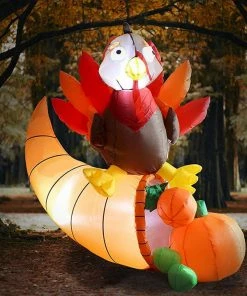 Joiedomi Inflatables Tall Thanksgiving Turkey On Cornucopia (5 Ft)