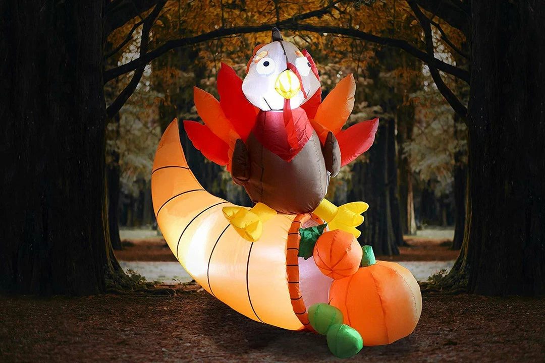 Joiedomi Inflatables Tall Thanksgiving Turkey On Cornucopia (5 Ft) 1 Joiedomi Inflatables Tall Thanksgiving Turkey On Cornucopia (5 Ft)