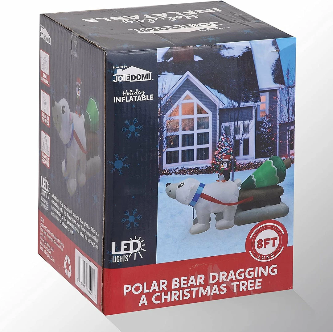 Joiedomi Inflatables 8ft Inflatable Polar Bear Dragging A Christmas Tree 7 Joiedomi Inflatables 8ft Inflatable Polar Bear Dragging A Christmas Tree