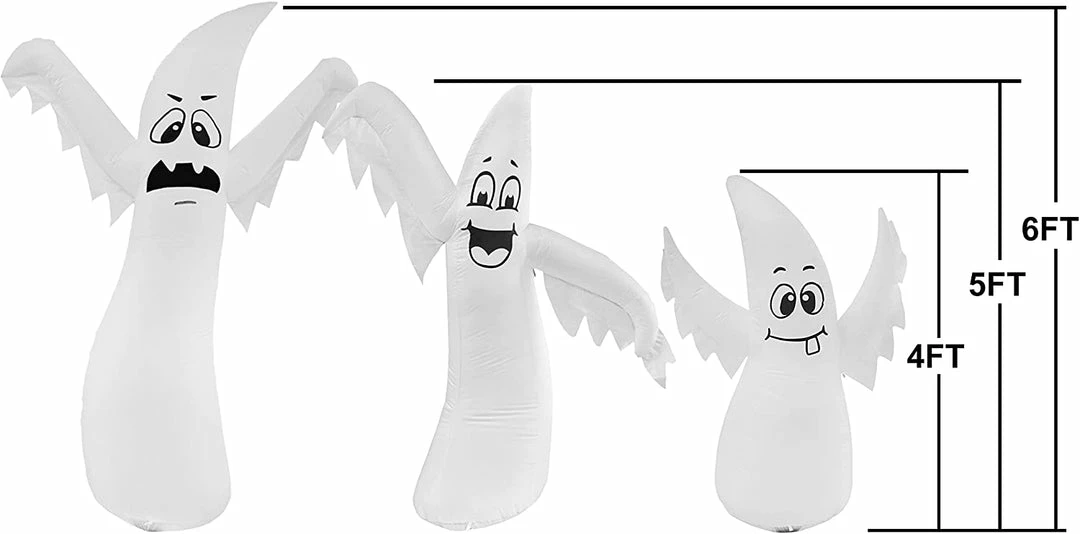 Joiedomi 3 In 1 Halloween Cute Ghosts Inflatable - 6ft 5ft & 4ft 2 Joiedomi 3 In 1 Halloween Cute Ghosts Inflatable - 6ft 5ft & 4ft