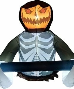Joiedomi 4ft Halloween Inflatable Ground Breaker Pumpkin Reaper