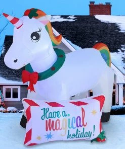 Joiedomi 6ft Unicorn With A Sign Christmas Inflatable