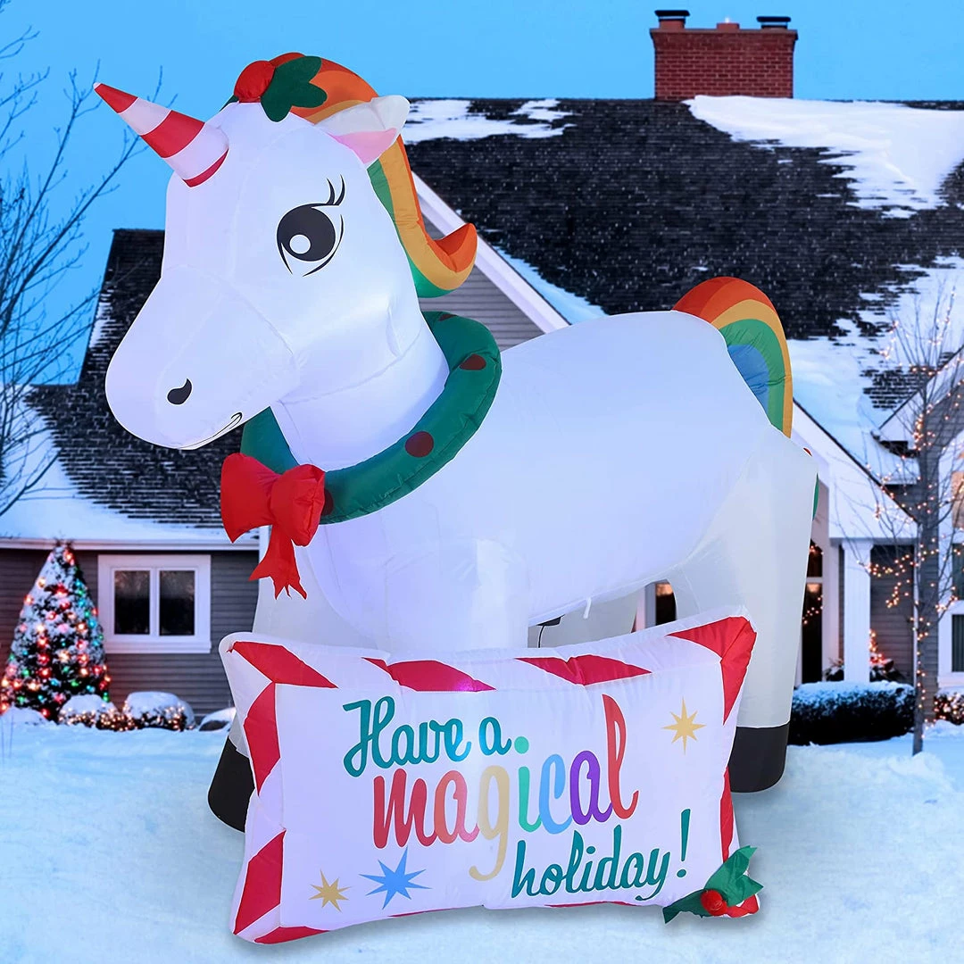 Joiedomi 6ft Unicorn With A Sign Christmas Inflatable 1 Joiedomi 6ft Unicorn With A Sign Christmas Inflatable