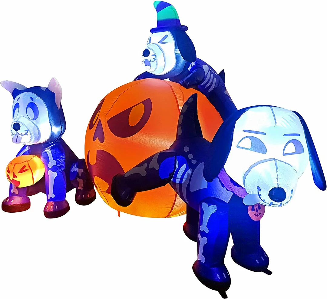 Joiedomi 6ft Halloween Skeleton Dog With Pumpkin Set 4 Joiedomi 6ft Halloween Skeleton Dog With Pumpkin Set