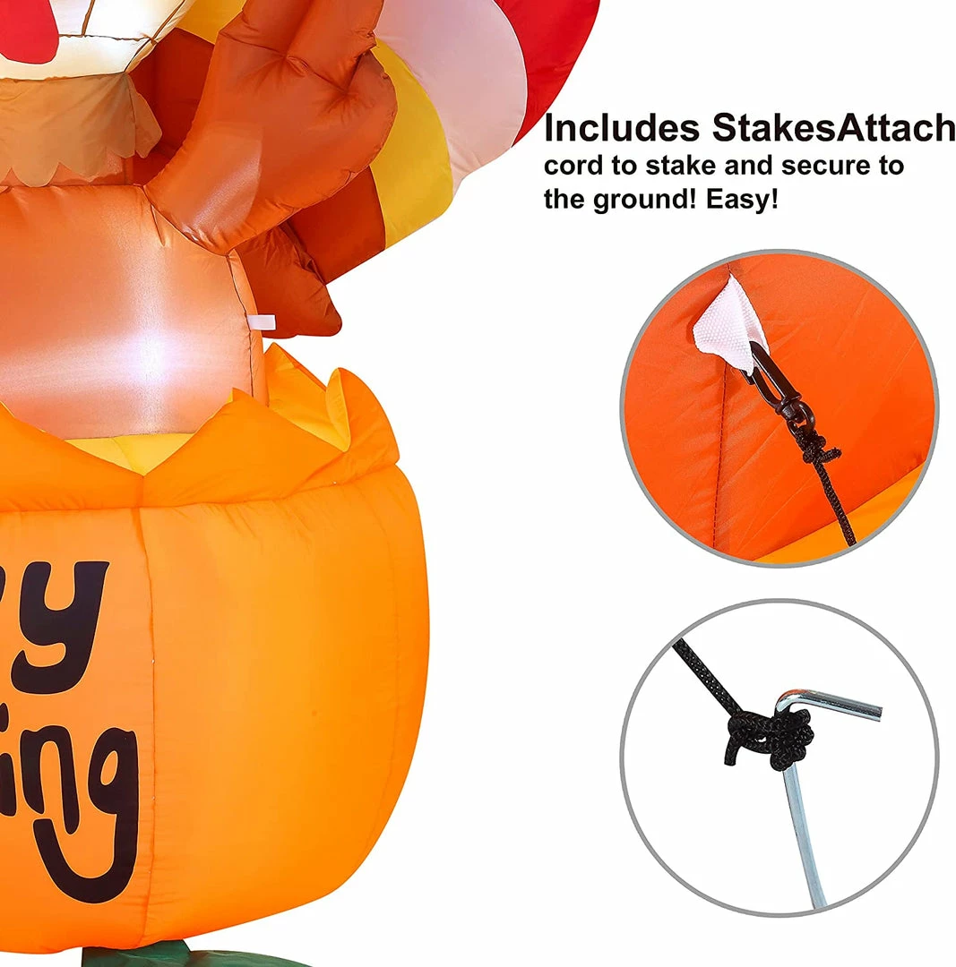 Joiedomi 6ft Thanksgiving Inflatable Turkey On Pumpkin 4 Joiedomi 6ft Thanksgiving Inflatable Turkey On Pumpkin