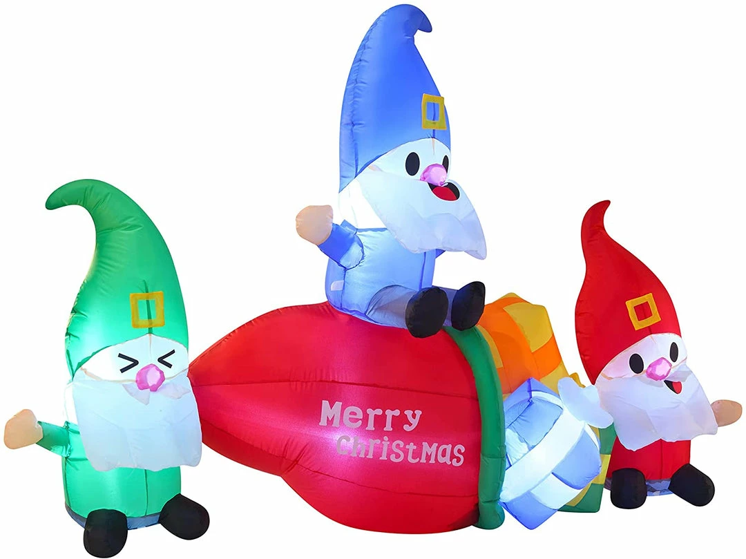 Joiedomi 6ft Inflatable Three Gnomes With Big Gift Bag Inflatables 4 Joiedomi 6ft Inflatable Three Gnomes With Big Gift Bag Inflatables