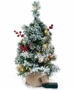 Joiedomi 22" Snow Flocked Prelit Table-top Christmas Tree All Holiday Decor