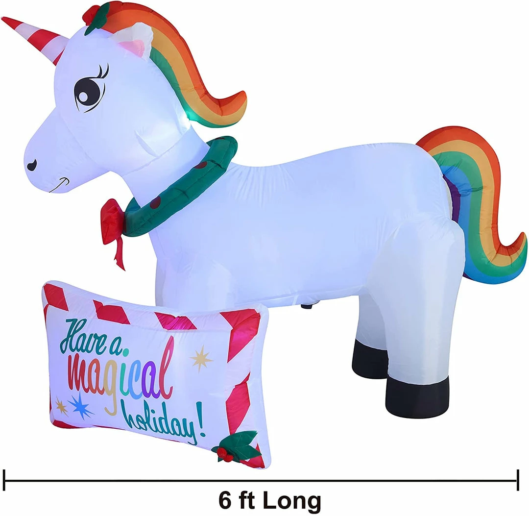 Joiedomi 6ft Unicorn With A Sign Christmas Inflatable 3 Joiedomi 6ft Unicorn With A Sign Christmas Inflatable