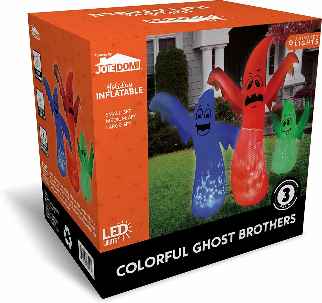 Joiedomi 3 In 1 Halloween Cute Ghosts Inflatable - 6ft 5ft & 4ft 4 Joiedomi 3 In 1 Halloween Cute Ghosts Inflatable - 6ft 5ft & 4ft