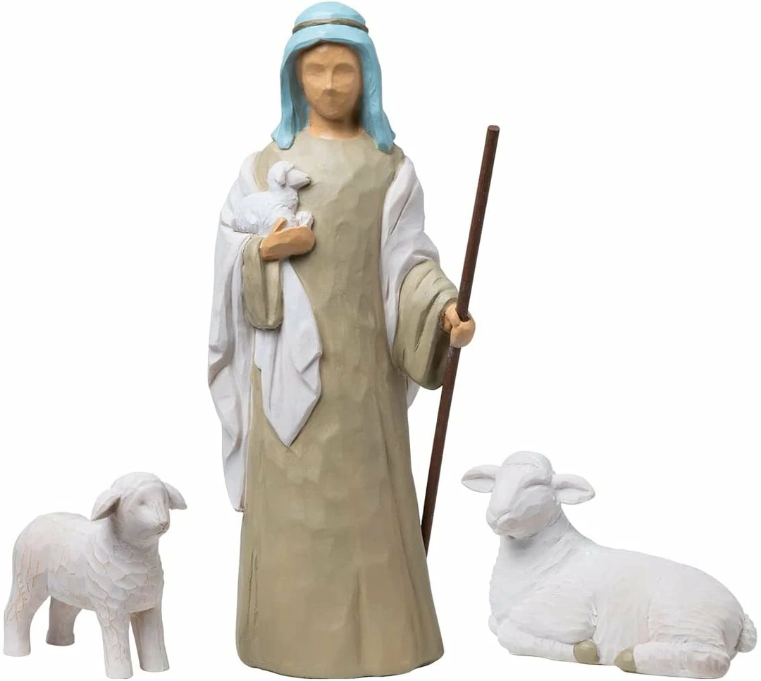Joiedomi All Holiday Decor 3 PCS Christmas Decoration Shepherd And Stable Sheep Animals Resin Nativity Figurines 1 Joiedomi All Holiday Decor 3 PCS Christmas Decoration Shepherd And Stable Sheep Animals Resin Nativity Figurines