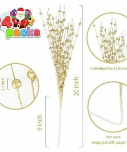Joiedomi All Holiday Decor Christmas Tree Berry Stem (Gold). 24 Pcs 5 Joiedomi All Holiday Decor Christmas Tree Berry Stem (Gold). 24 Pcs