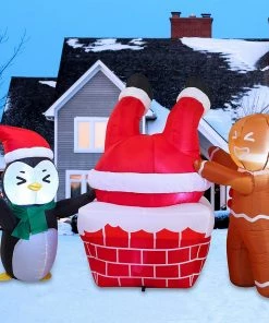 Joiedomi 6ft Inflatable Santa Fall Into A Trash Can