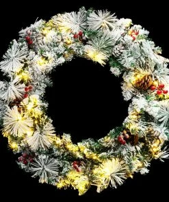 Joiedomi All Holiday Decor 24¡± Christmas Wreath Flocked With LED Lights