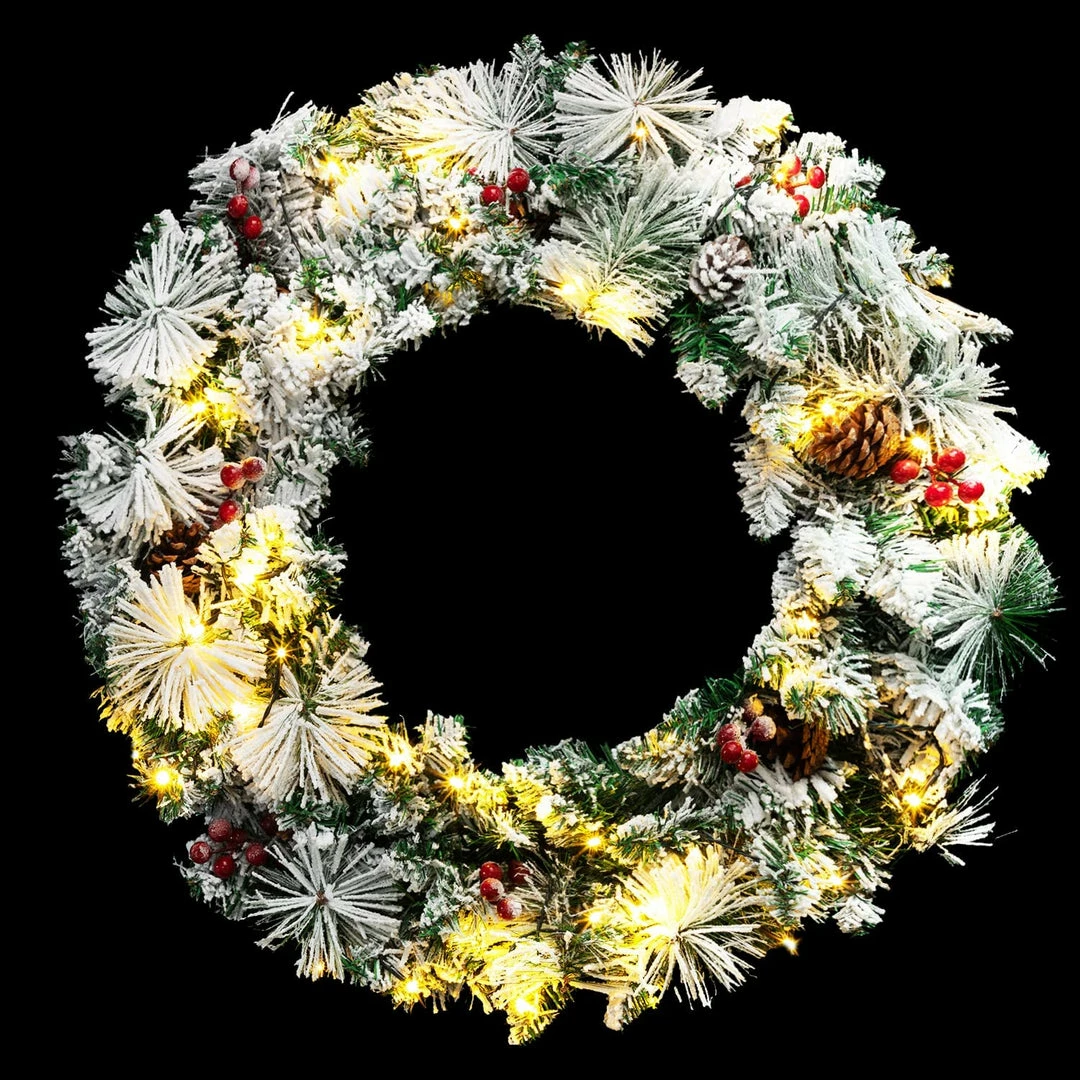 Joiedomi All Holiday Decor 24¡± Christmas Wreath Flocked With LED Lights 1 Joiedomi All Holiday Decor 24¡± Christmas Wreath Flocked With LED Lights