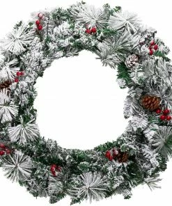 Joiedomi All Holiday Decor 24¡± Christmas Wreath Flocked With LED Lights