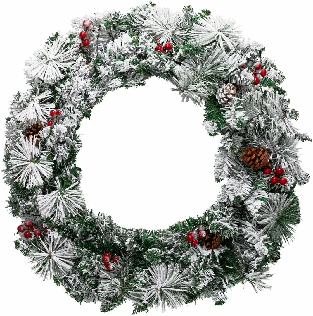 Joiedomi All Holiday Decor 24¡± Christmas Wreath Flocked With LED Lights 2 Joiedomi All Holiday Decor 24¡± Christmas Wreath Flocked With LED Lights