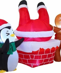 Joiedomi 6ft Inflatable Santa Fall Into A Trash Can