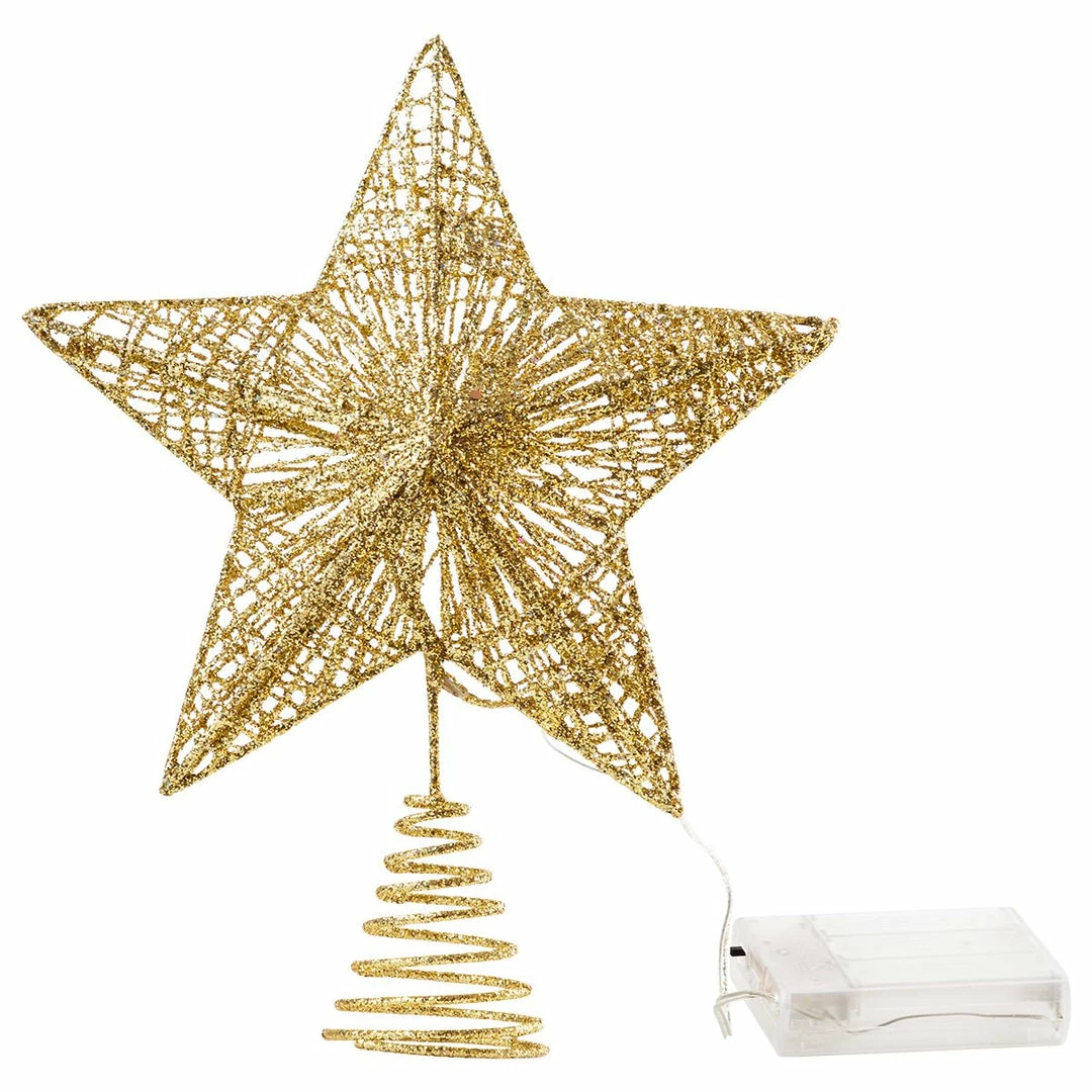 Joiedomi Christmas Tree Toppers, Glitter Gold Star Tree Topper Lighted With Warm White LED Christmas Trees 3 Joiedomi Christmas Tree Toppers, Glitter Gold Star Tree Topper Lighted With Warm White LED Christmas Trees