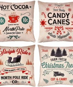 Joiedomi Christmas Pillow Covers, 4 Pcs All Holiday Decor