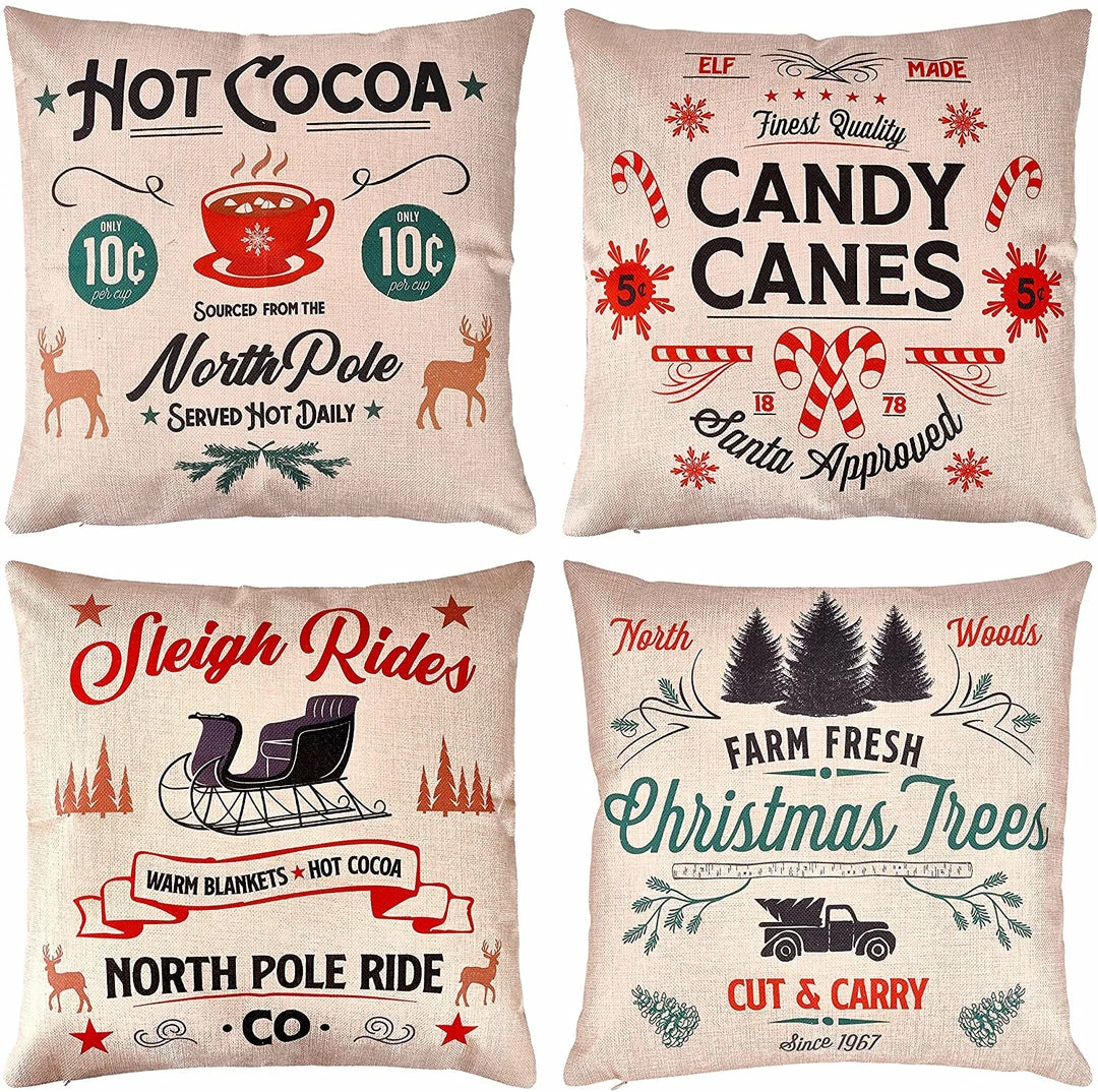 Joiedomi Christmas Pillow Covers, 4 Pcs All Holiday Decor 1 Joiedomi Christmas Pillow Covers, 4 Pcs All Holiday Decor